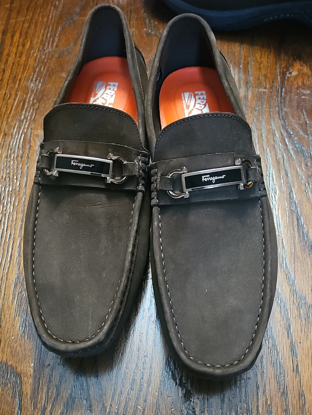 Salvatore Ferragamo Dark Brown Suede Bit Loafers Size 9